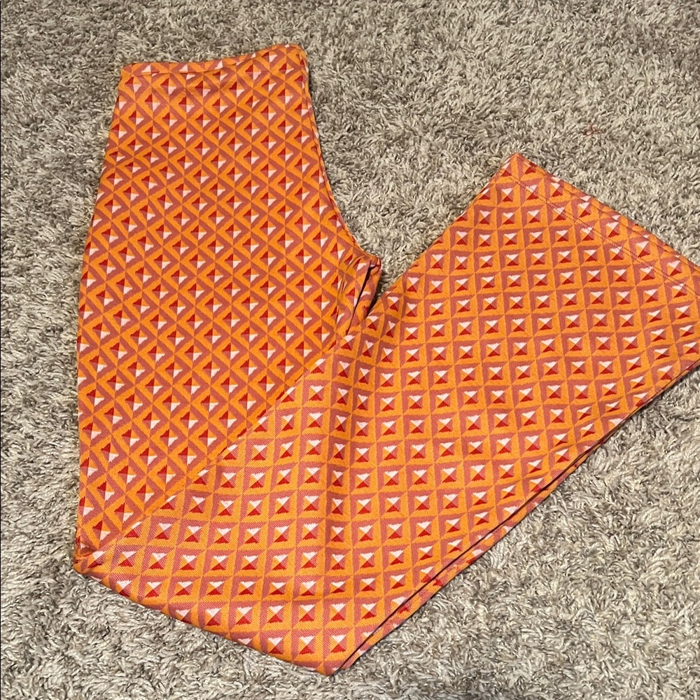 Zara Geometric Patterned Orange Pants